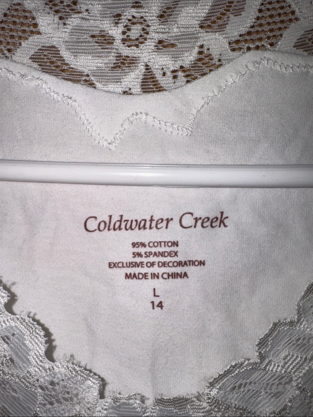 Coldwater Creek Scalloped Lace-Trim Sleeveless Camisole Tank Top Large - Picture 4 of 4
